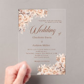 ベージュ澄んク結婚クリーム アクリル招待状 (インサイチュ (ポータブル))