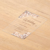 ベージュ澄んク結婚クリーム アクリル招待状 (レイダウン)