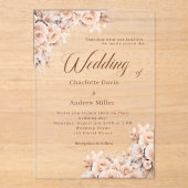 ベージュ澄んク結婚クリーム アクリル招待状 (正面)