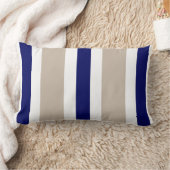 ベージュ濃紺及び白のストライプな腰神経の枕ギフト ランバークッション (ブランケット)