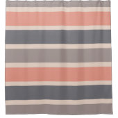 ベージュ煙色および珊瑚は縞で飾ります シャワーカーテン (正面)