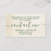 ベージュ熱帯葉手作り石鹸とろうそく 名刺 (裏面)