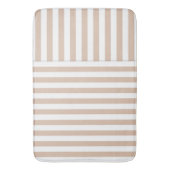 ベージュ白ストライプ模様 バスマット (正面縦)