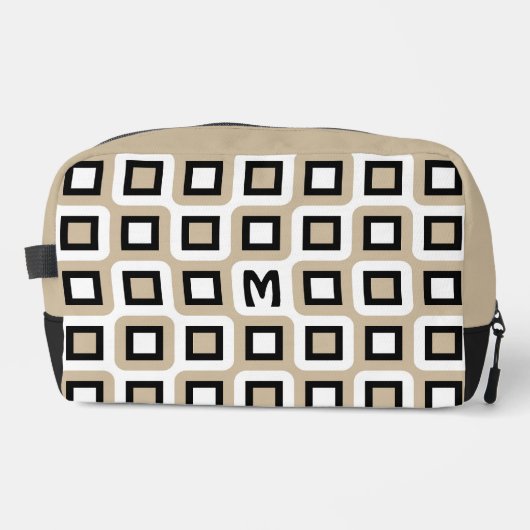 ベージュ白黒ミッドセンチュリー幾何学模様 ドップキット (正面)