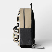 ベージュ白黒ミッドセンチュリー幾何学模様 プリントバックパック (右)