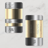 ベージュ目付きアルミボックス銀文字 名刺 (正面/裏面)