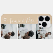 ベージュ砂のカップル名3写真コラージグリッド Case-Mate iPhoneケース (裏面 (横))