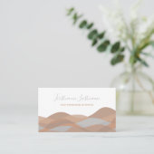 ベージュ砂浜抽象芸術波書道 名刺 (スタンド正面)