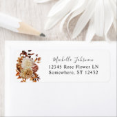 ベージュ秋フローラ差出人住所ラベル ラベル (インサイチュ)
