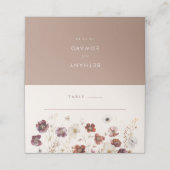 ベージュ秋結婚フローラ プレイスカード (外部開封)