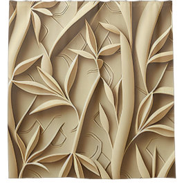 ベージュ竹シャワーカーテン – エレガントデザイン シャワーカーテン