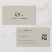ベージュ紙エレガントプロフェッショナルシンプルモノグラム 名刺 (正面/裏面)
