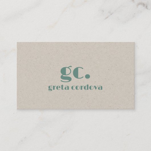 ベージュ紙エレガントプロフェッショナルシンプルモノグラム 名刺 (正面)