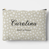 ベージュ紙吹雪花花花嫁 アクセサリーポーチ (正面)