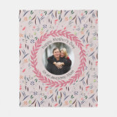 ベージュ素晴らしフローラMOM with PHOTO Mother's Day フリースブランケット (正面)