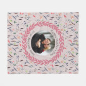 ベージュ素晴らしフローラMOM with PHOTO Mother's Day フリースブランケット (正面(横))