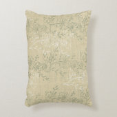 ベージュ素朴の背景のセージ緑のデイジー アクセントクッション (正面(垂直))