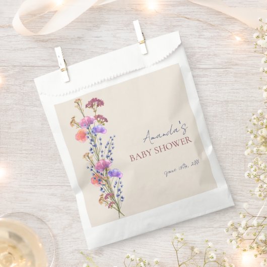 ベージュ素朴アクリルフローラブーケベビーシャワー フェイバーバッグ (クリップ留めされた状態)