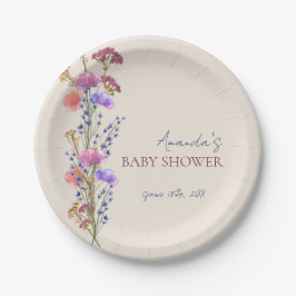 ベージュ素朴アクリルフローラブーケベビーシャワー ペーパープレート