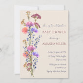 ベージュ素朴アクリルフローラブーケベビーシャワー 招待状 (正面)