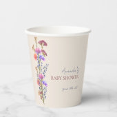 ベージュ素朴アクリルフローラブーケベビーシャワー 紙コップ (正面)