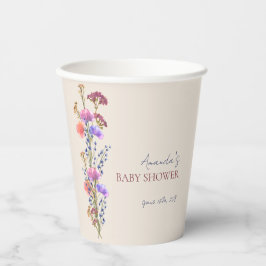 ベージュ素朴アクリルフローラブーケベビーシャワー 紙コップ