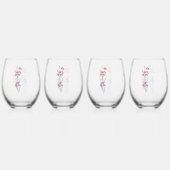 ベージュ素朴アクリルフローラブーケ結婚ーズ ステムなしワイングラス (裏面)