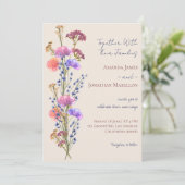 ベージュ素朴アクリルフローラブーケ結婚ーズ 招待状 (スタンド正面)