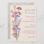 ベージュ素朴アクリルフローラブーケ結婚ーズ 招待状 (正面/裏面)
