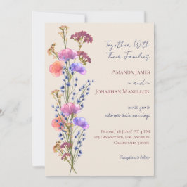 ベージュ素朴アクリルフローラブーケ結婚ーズ 招待状