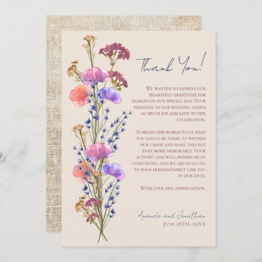 ベージュ素朴アクリルフローラ写真提供 ノートカード (正面/裏面)