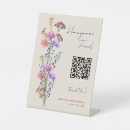 ベージュ素朴アクリルフローラ結婚のハネムーン 台座サイン