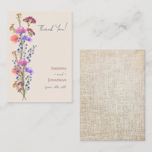 ベージュ素朴アクリルフローラ結婚ズ・サンキュー ノートカード (正面/裏面)
