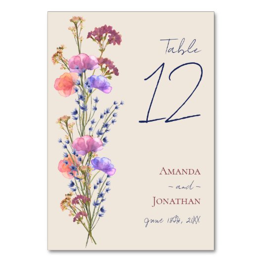 ベージュ素朴アクリルフローラ結婚ズ テーブルナンバー (正面)