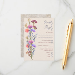 ベージュ素朴アクリルフローラRSVP結婚's エンクロージャーカード