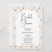 ベージュ素朴ウォーターカラーワイルドフラワーブライダルシャワー 招待状 (裏面)