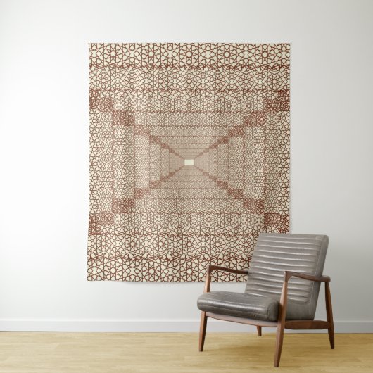 ベージュ素朴ブラウンイスラーム幾何独身の縁ど品 タペストリー (インサイチュ)