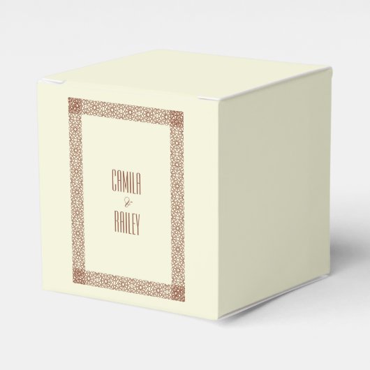 ベージュ素朴ブラウンイスラーム幾何独身の縁ど品 フェイバーボックス (正面サイド)