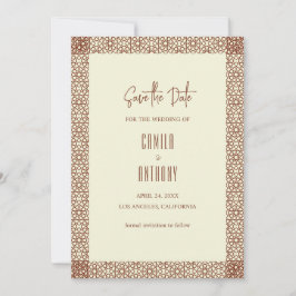 ベージュ素朴ブラウンイスラーム幾何独身の縁ど品 招待状