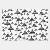 ベージュ素朴ブラックシンプルクリスマスツリーパターン ラッピングペーパーシート (正面2)