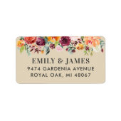 ベージュ素朴ブルゴーニュ秋フローラ差出人住所 ラベル (正面)