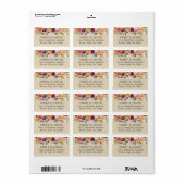 ベージュ素朴ブルゴーニュ秋フローラ差出人住所 ラベル (フルシート)