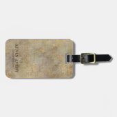 ベージュ素朴リネンテクスチャ ラゲッジタグ (正面横)