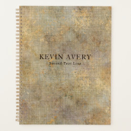 ベージュ素朴金ゴールドリネンテクスチャ プランナー手帳