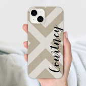 ベージュ素朴Xシボロンモノグラム iPhoneケース