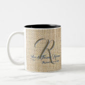 ベージュ結婚のコーヒーカパーソナライズされたップ ツートーンマグカップ (左)