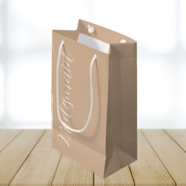 ベージュ結婚のブライドメイド様式化スクリプト スモールペーパーバッグ