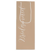 ベージュ結婚のブライドメイド様式化スクリプト ワインギフトバッグ (正面)
