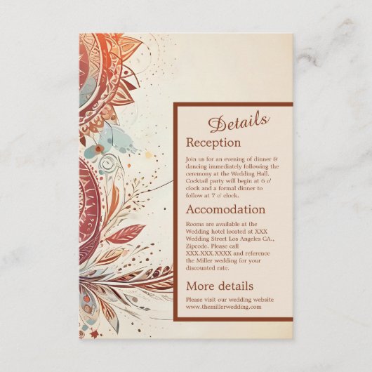 ベージュ結婚マクラメ エンクロージャーカード (正面)