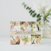 ベージュ結婚モノグラムの写真コラージュ ポストカード (スタンド正面)